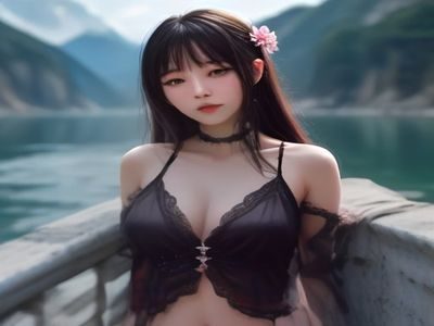 巨乳美女写真专题封面，黑色背景下模特穿着性感内衣，霓虹绿侧光勾勒轮廓，画面克制高级